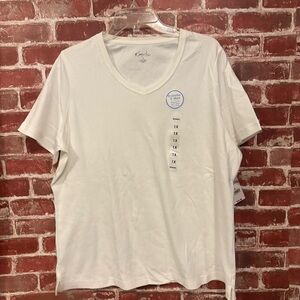 Kim Rogers Cream V-Neck Short Sleeve Tee